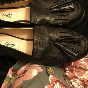 Clark’s Busby Folly Leather Loafers 9 Black